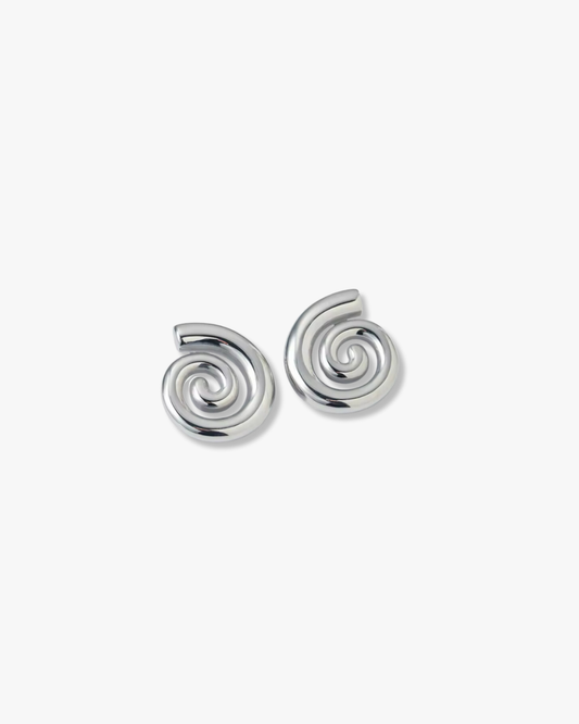 Spiral Stud Earrings in Silver