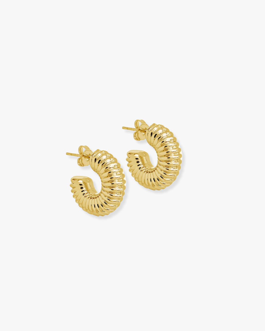 Amara Ribbed Hoops Gold