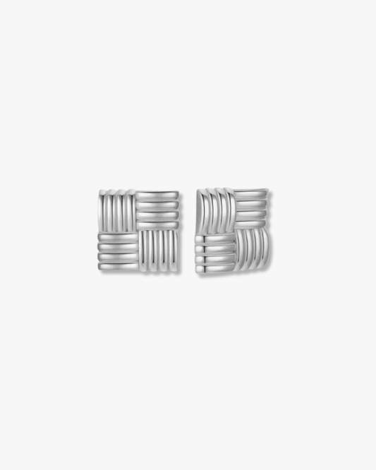 Paris Geometric Stud Earrings in Silver