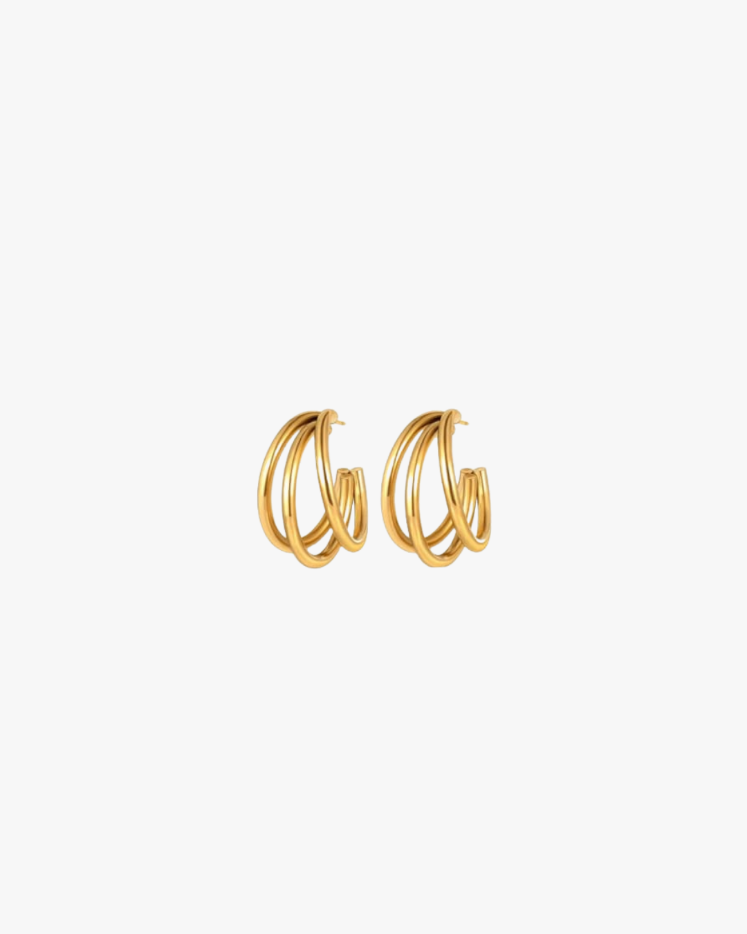 Iris Triple Medium Hoops in Gold