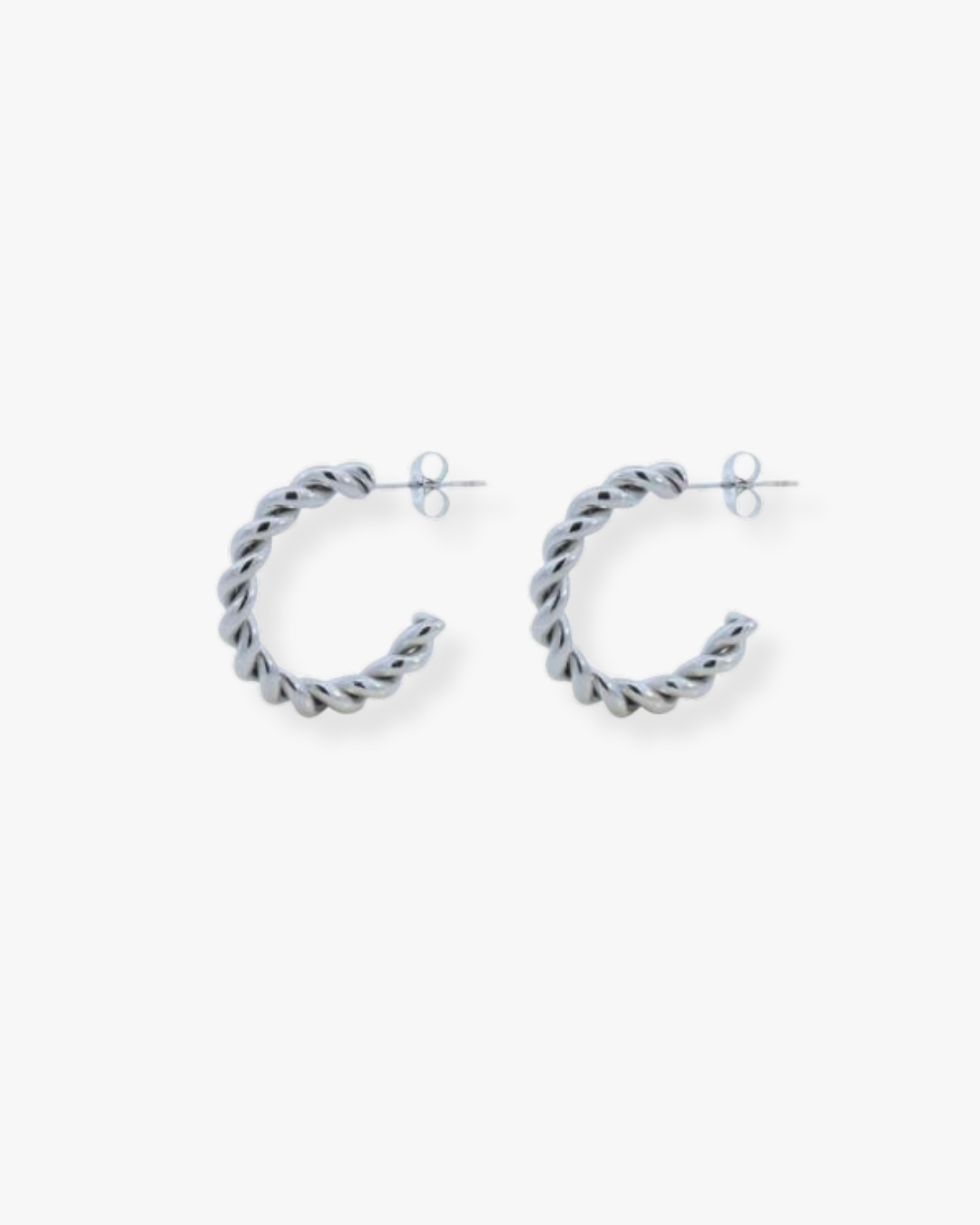 Ella Twist Hoops in Silver