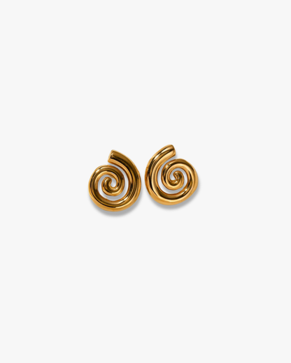 Spiral Stud Earrings in Gold