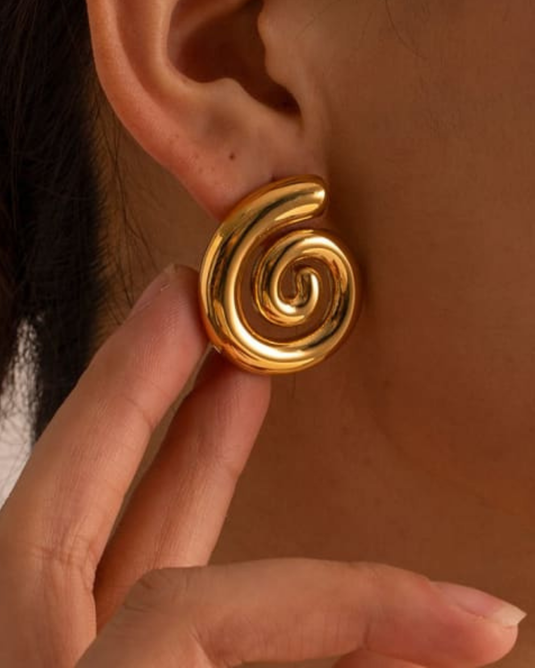 Spiral Stud Earrings in Gold