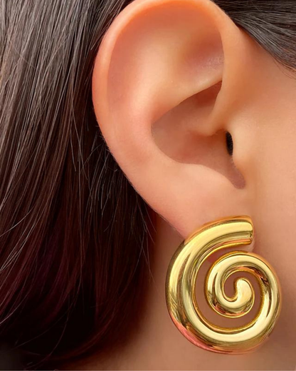 Spiral Stud Earrings in Gold