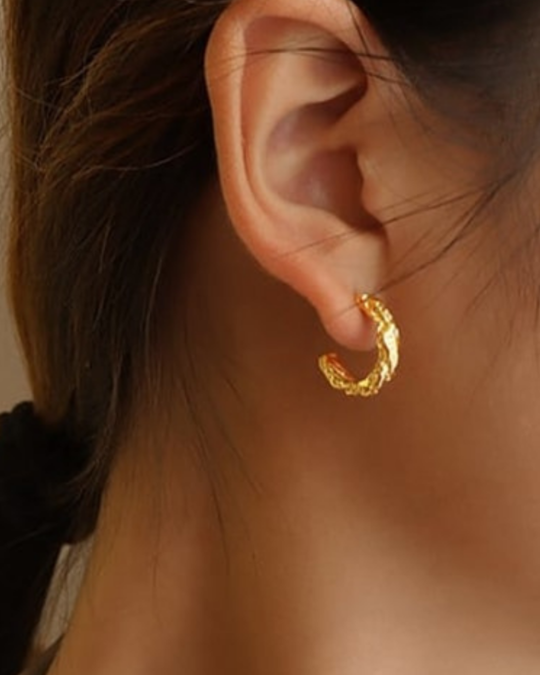 Cassia Textured Mini Hoops in Gold