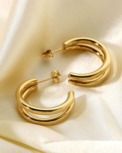 Mia Double Hoops in Gold