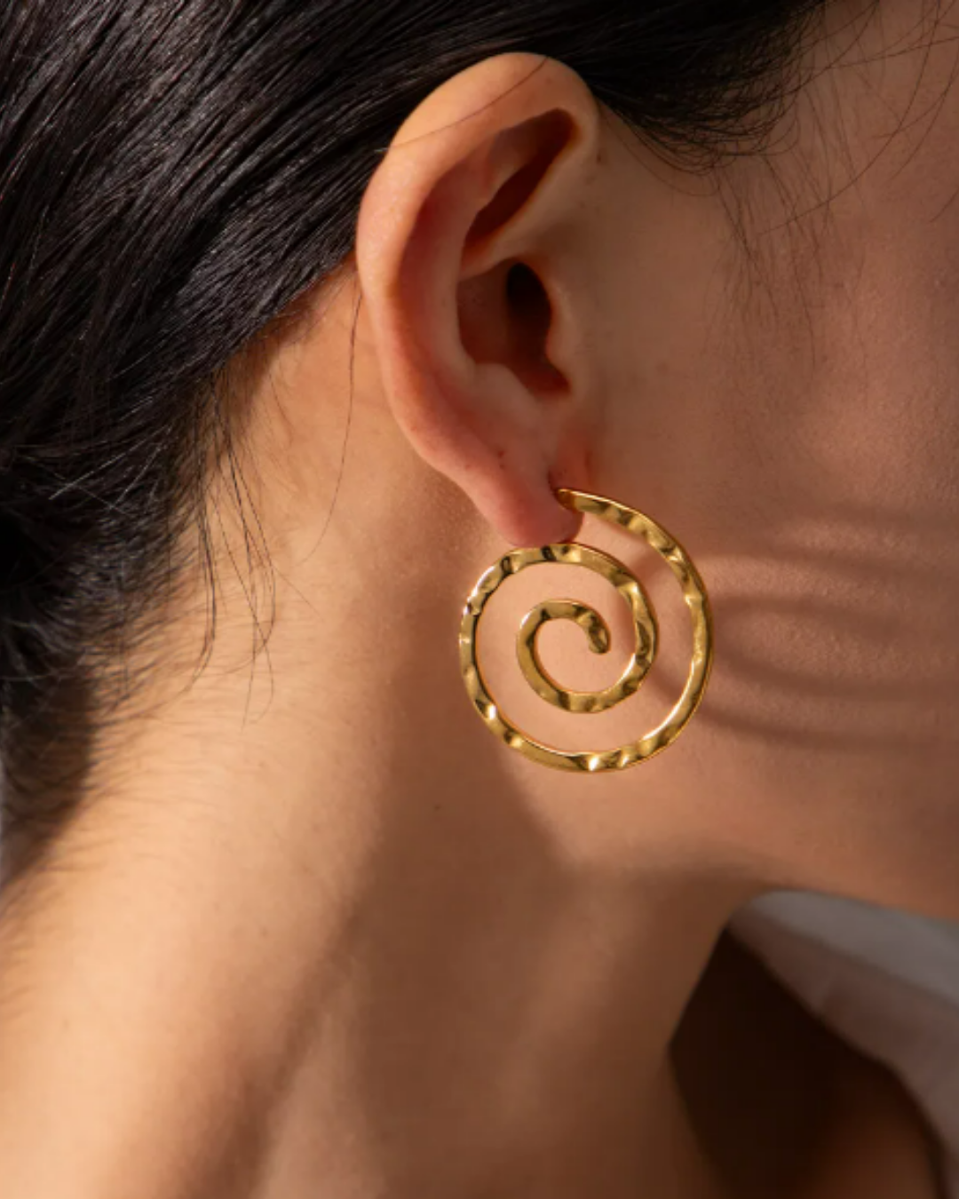 Spiral Hoop Earrings in Gold