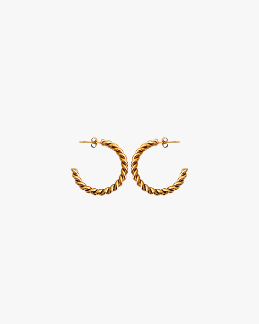 Irma Medium Twist Hoops in Gold