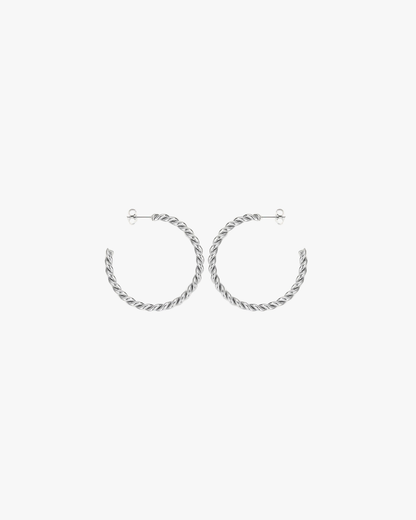 Irma Medium Twist Hoops in Silver