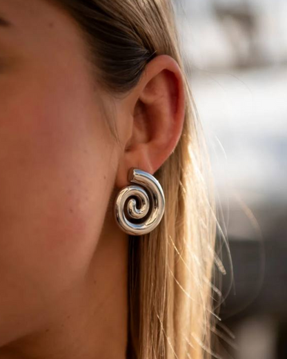 Spiral Stud Earrings in Silver