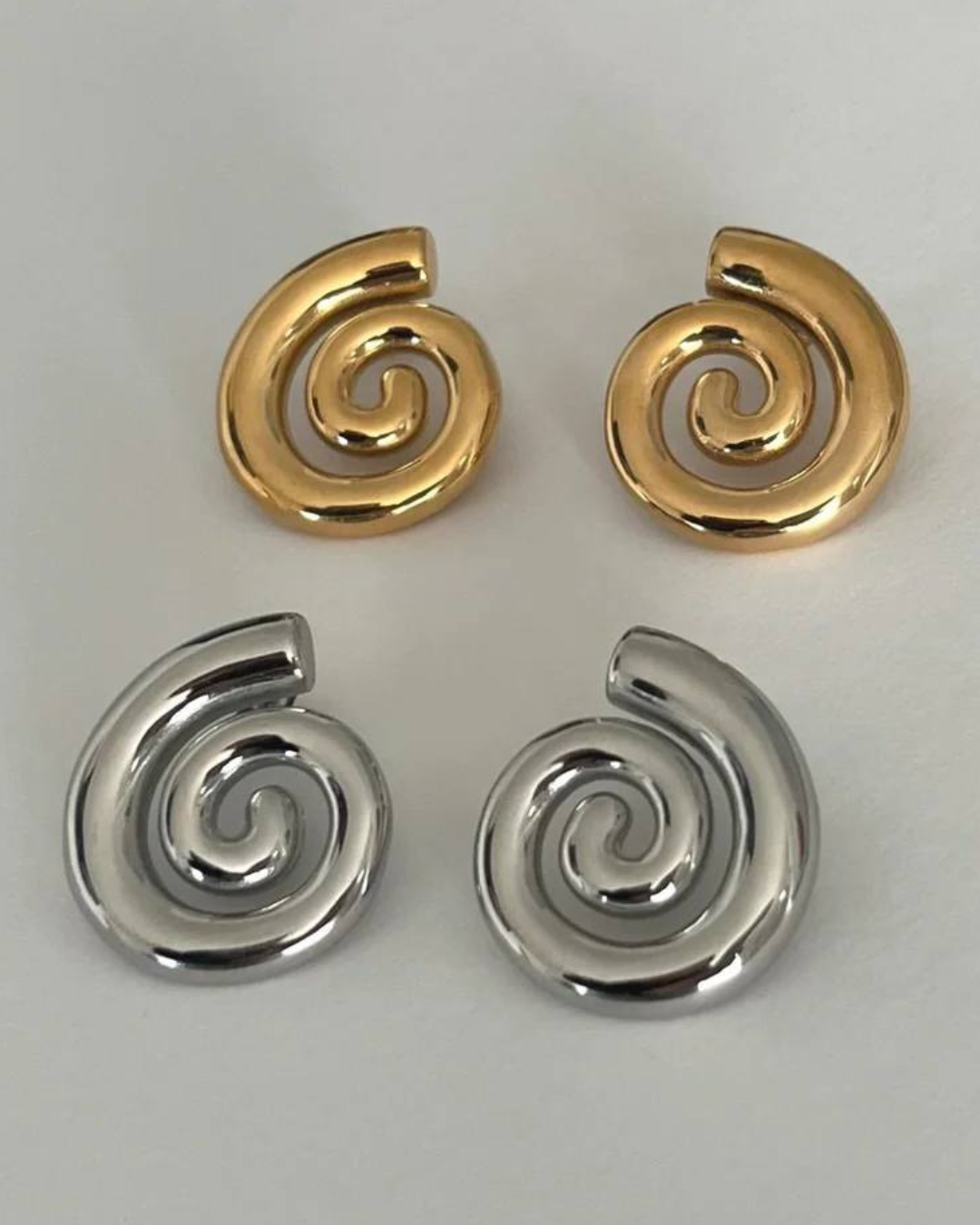 Spiral Stud Earrings in Silver